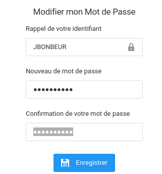 Formulaire Modifier mon mot de passe