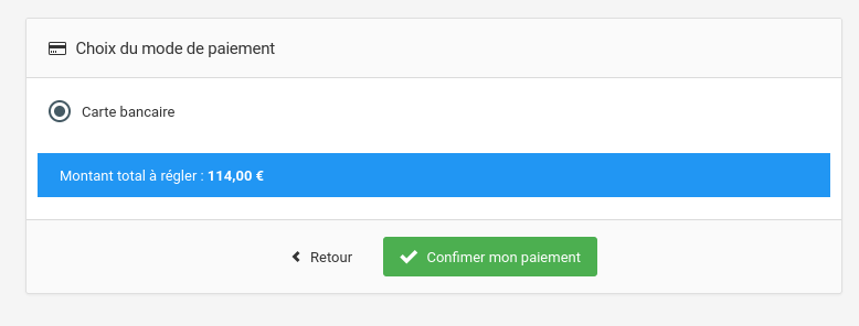 Choix du mode de paiement par carte bancaire